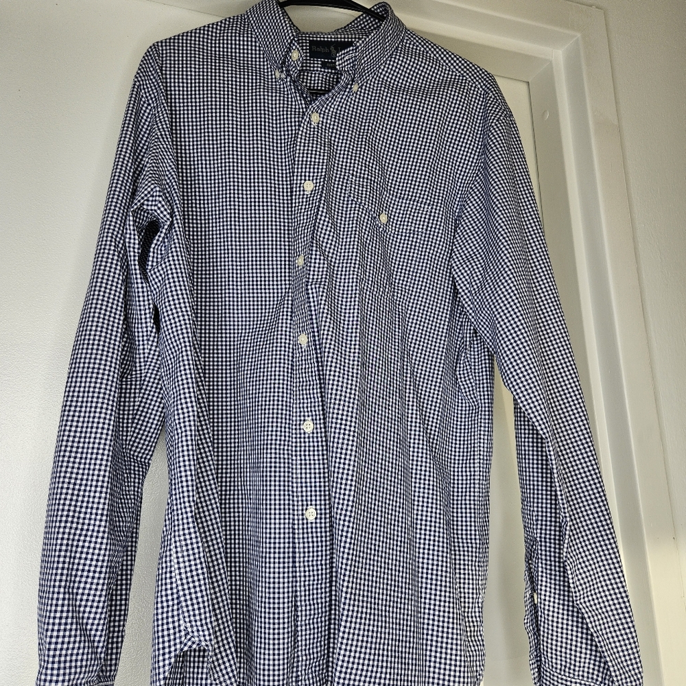 Navy Checkered Polo Button Down